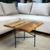 Epoxy and Walnut Coffee Table LEAFOS - square 50x50/h41 cm - Image 4
